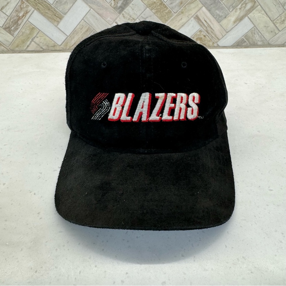 Vintage NBA Blazers SnapBack Hat Cap Suede Leather Universal Industries